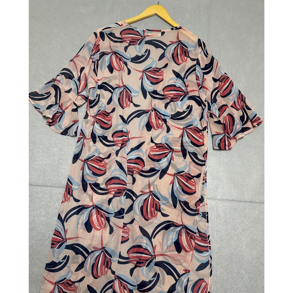 Do Everything In Love Women's Kimono One Size Pink Floral Good Sheer Boho Ruffle - Picture 7 of 8
